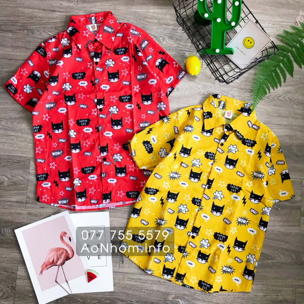 Áo sơ mi hoạt hình - Mèo Super Cat