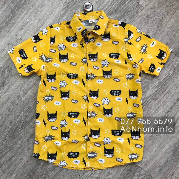 Áo sơ mi hoạt hình - Mèo Super Cat