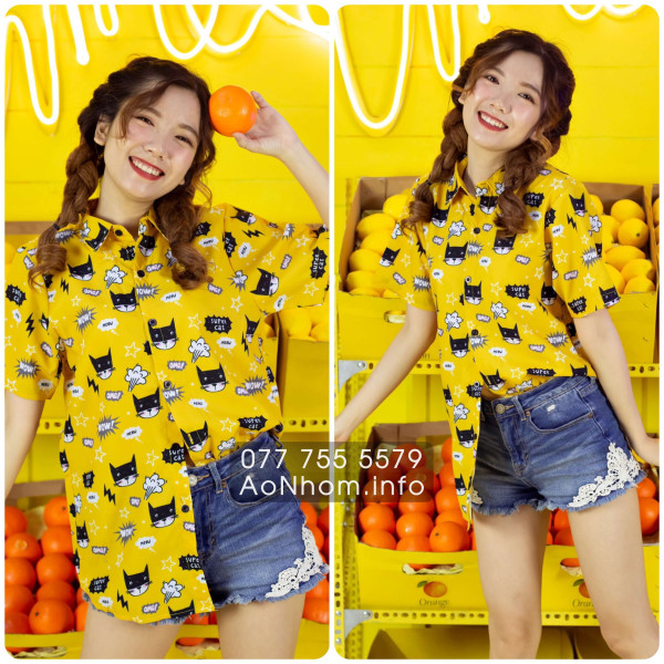 Áo sơ mi hoạt hình - Mèo Super Cat