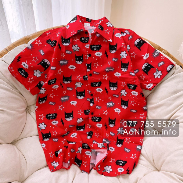 Áo sơ mi hoạt hình - Mèo Super Cat