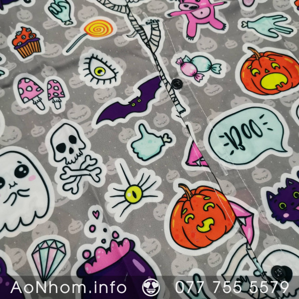 Áo sơ mi hoạt hình - Ma, Xương sọ, Bí đỏ Halloween