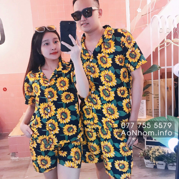 Bộ đi biển kiểu pijama - Hướng dương x...