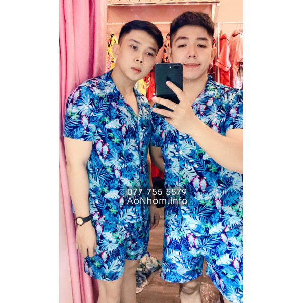 Bộ đi biển kiểu pijama - Vẹt xanh dương