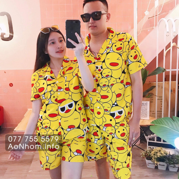 Bộ đi biển kiểu pijama - Mặt cười vàn...