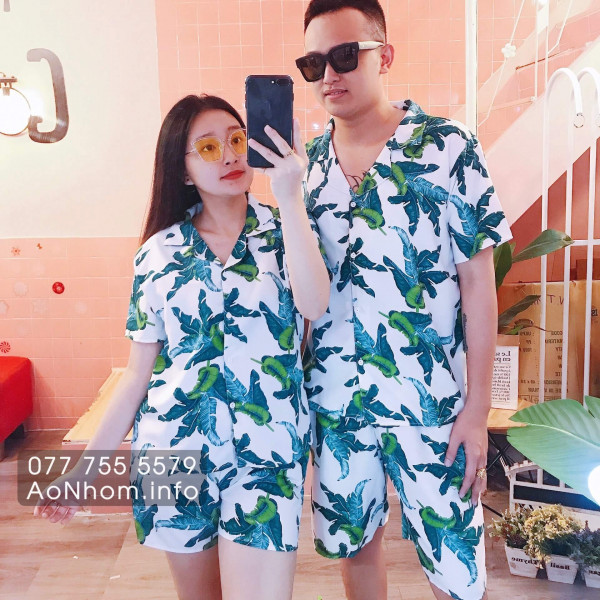 Bộ đi biển kiểu pijama - Lá chuối nhỏ ...