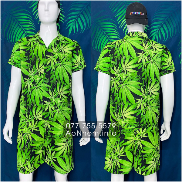 Bộ đi biển kiểu pijama - Lá xanh