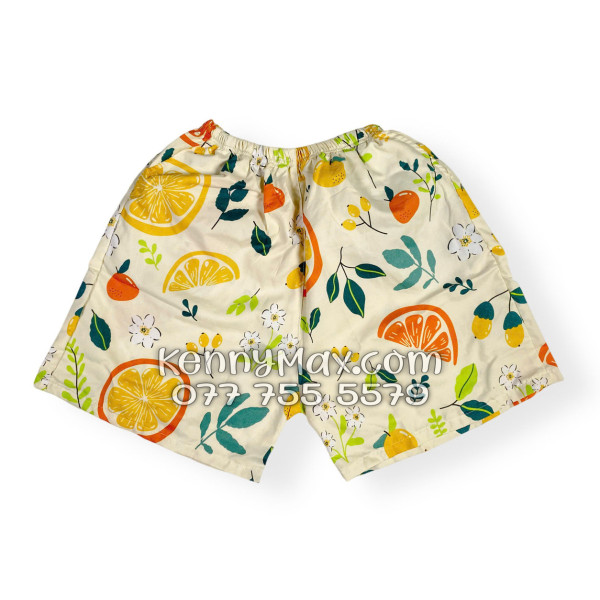 Bộ Áo Sơ Mi Quần Short Hawaiian Trái Cam Vàng Nhạt Nam Nữ Đi Biển
