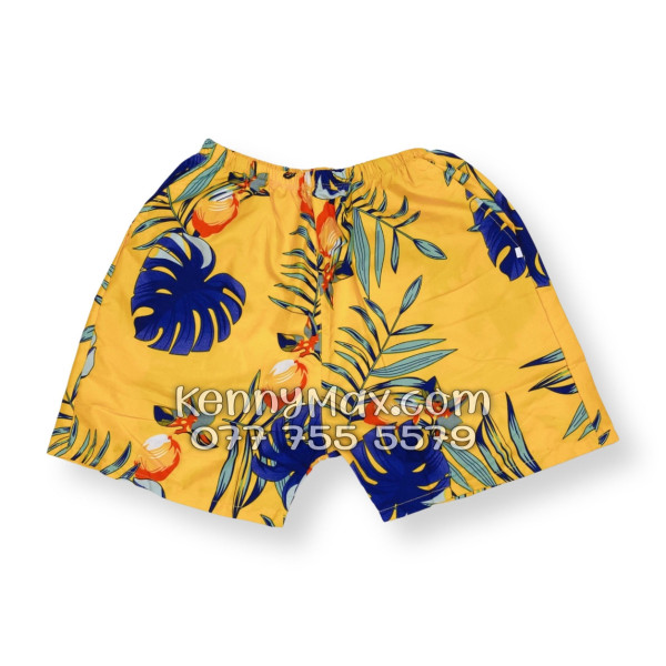 Bộ Áo Sơ Mi Quần Short Hawaiian Trái Đào Vàng Đậm Nam Nữ Đi Biển