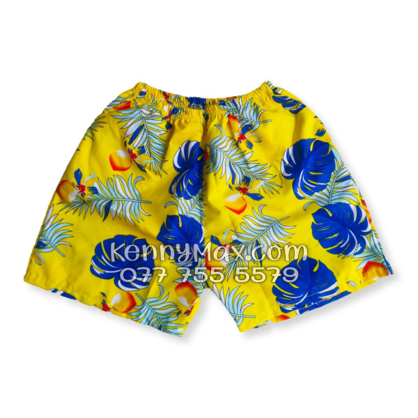 Bộ Áo Sơ Mi Quần Short Hawaiian Trái Đào Vàng Nam Nữ Đi Biển
