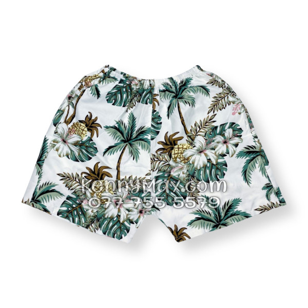 Bộ Áo Sơ Mi Quần Short Hawaiian Thơm Dứa Cây Dừa Hoa Sứ Trắng Nam Nữ Đi Biển