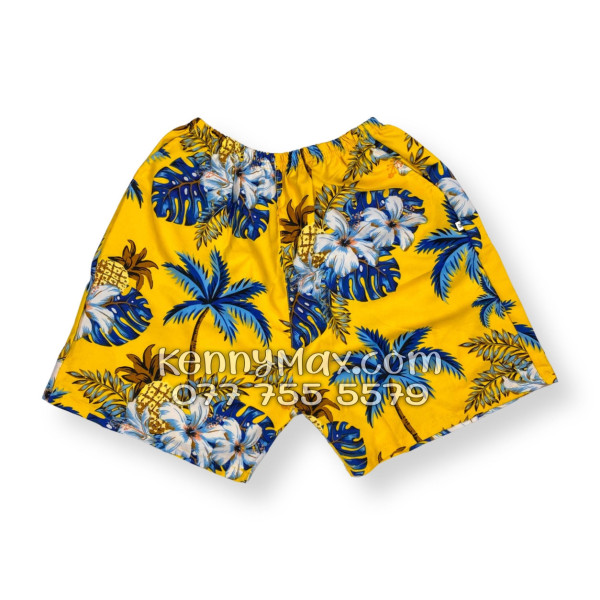 Bộ Áo Sơ Mi Quần Short Đi Biển Họa Tiết Thơm Dứa Cây Dừa Hoa Sứ Vàng Nam Nữ