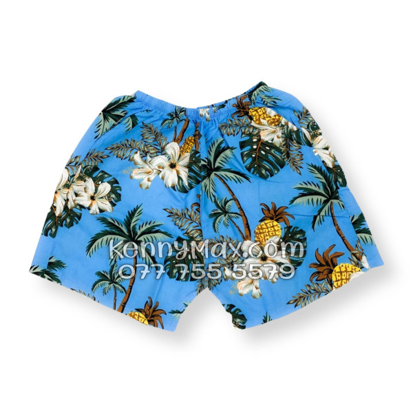 Bộ Áo Sơ Mi Quần Short Hawaiian Thơm Dứa Cây Dừa Hoa Sứ Xanh Nam Nữ Đi Biển