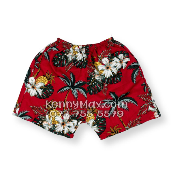 Bộ Áo Sơ Mi Quần Short Hawaiian Thơm Dứa Cây Dừa Hoa Sứ Đỏ Nam Nữ Đi Biển