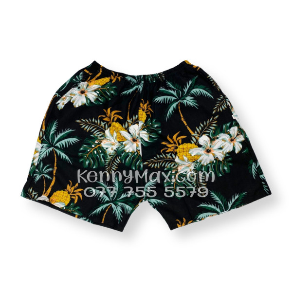 Bộ Áo Sơ Mi Quần Short Hawaiian Thơm Dứa Cây Dừa Hoa Sứ Đen Nam Nữ Đi Biển