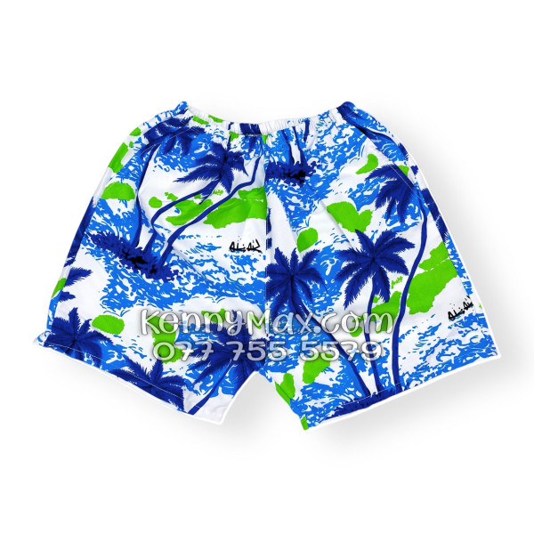 Bộ Áo Sơ Mi Quần Short Hawaiian Cây Dừa Trắng Nam Nữ Đi Biển