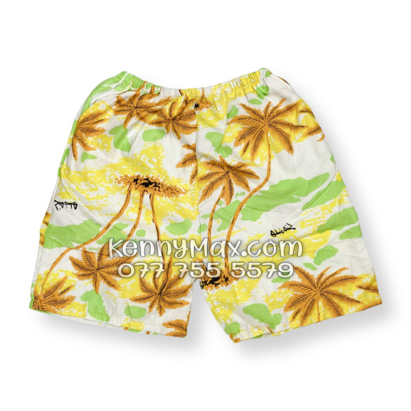 Bộ Áo Sơ Mi Quần Short Hawaiian Cây Dừa Nâu Nam Nữ Đi Biển