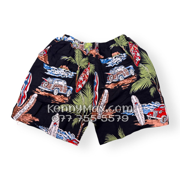 Bộ Áo Sơ Mi Quần Short Hawaiian Cây Dừa Ván Lướt Sóng Surfboard Xe Van Đen Nam Nữ Đi Biển