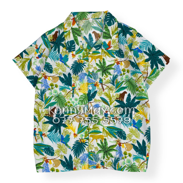 Bộ Áo Sơ Mi Quần Short Hawaiian Báo Đốm Vẹt Nam Nữ Đi Biển