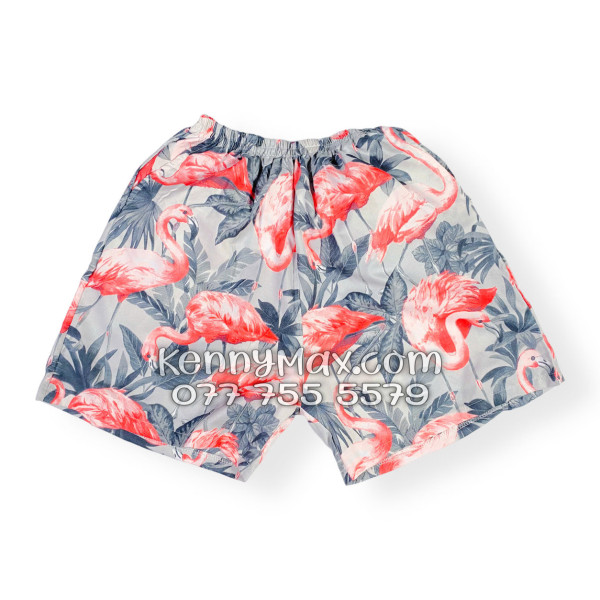 Bộ Áo Sơ Mi Quần Short Hawaiian Chim Hồng Hạc Nam Nữ Đi Biển