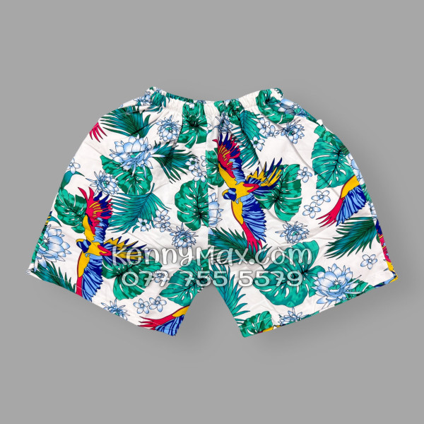Bộ Áo Sơ Mi Quần Short Hawaiian Chim Vẹt Lá Xanh Nam Nữ Đi Biển