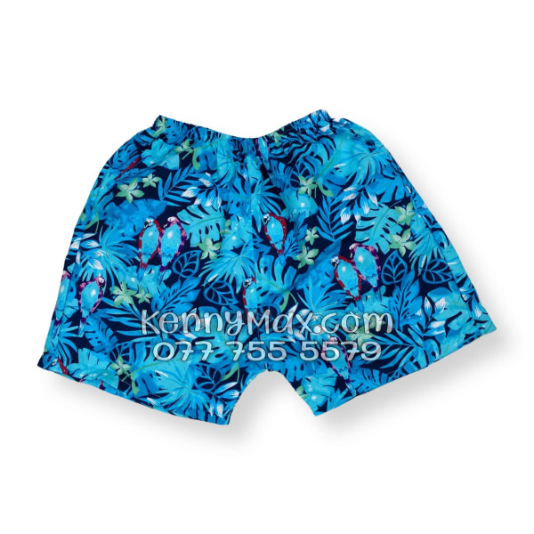 Bộ Áo Sơ Mi Quần Short Hawaiian Vẹt Xanh Nam Nữ Đi Biển