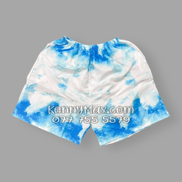 Bộ Áo Sơ Mi Quần Short Hawaiian Mây Trắng Xanh Nam Nữ Đi Biển