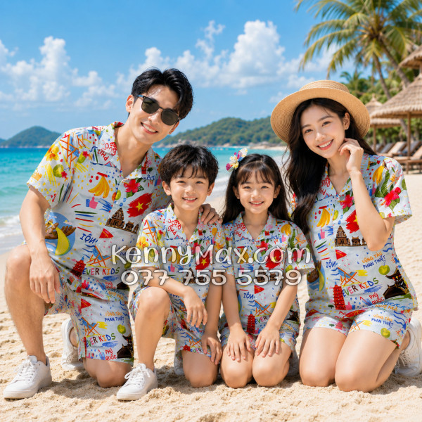 Bộ Áo Sơ Mi Quần Short Hawaiian Du Lịch Việt Nam Hà Nội Sài Gòn Đà Nẵng Phú Quốc Phan Thiết Mũi Né Nha Trang Vũng Tàu Xanh