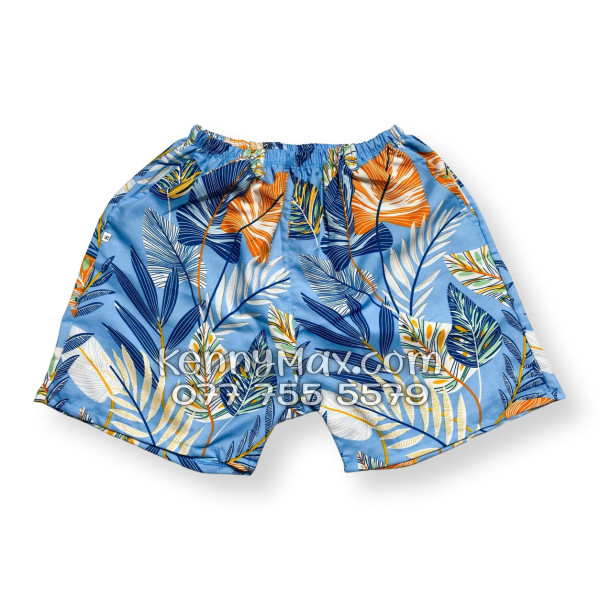 Bộ Áo Sơ Mi Quần Short Hawaiian Lá Môn Xanh Nam Nữ Đi Biển