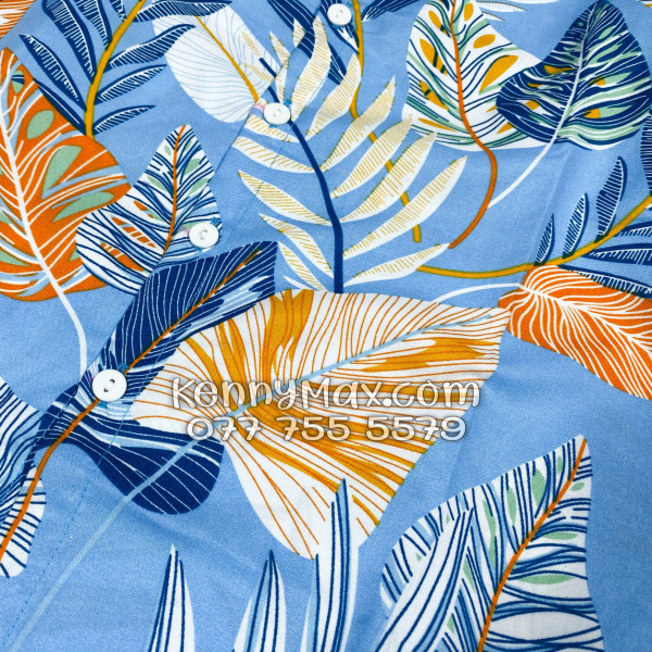 Bộ Áo Sơ Mi Quần Short Hawaiian Lá Môn Xanh Nam Nữ Đi Biển