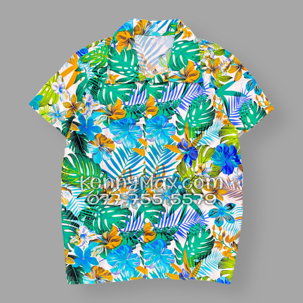 Bộ Áo Sơ Mi Quần Short Hawaiian Lá Rùa Nam Nữ Đi Biển