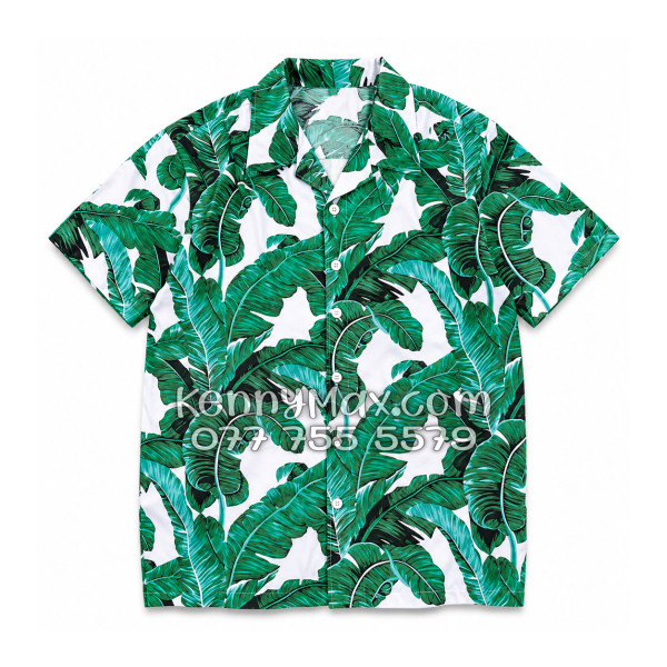 Bộ Áo Sơ Mi Quần Short Hawaiian Lá Chuối Nam Nữ Đi Biển