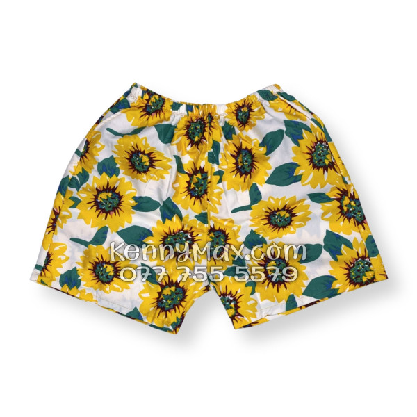 Bộ Áo Sơ Mi Quần Short Hawaiian Hoa Hướng Dương Trắng Nam Nữ Đi Biển