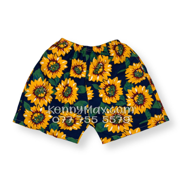 Bộ Áo Sơ Mi Quần Short Hawaiian Hoa Hướng Dương Xanh Đen Nam Nữ Đi Biển