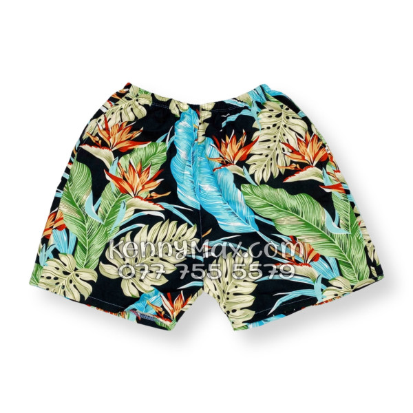 Bộ Áo Sơ Mi Quần Short Hawaiian Hoa Thiên Điểu Lá Trầu Bà Lá Xẻ Nam Nữ