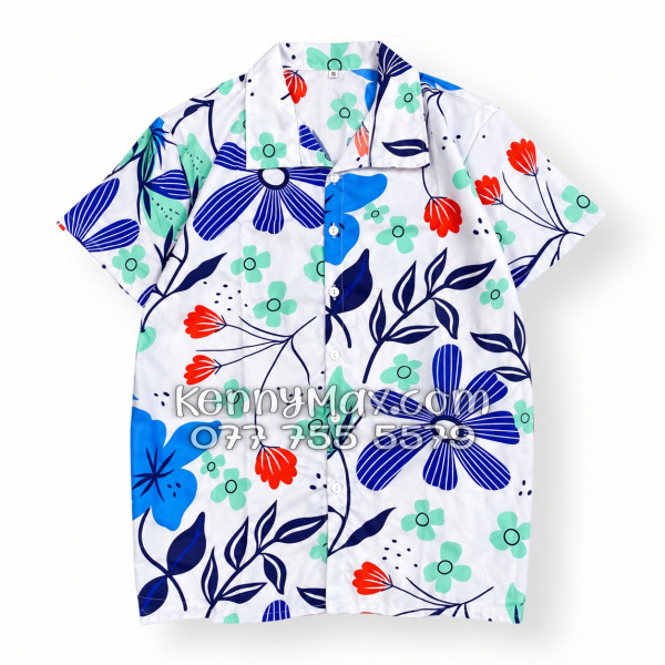 Bộ Áo Sơ Mi Quần Short Hawaiian Hoa Tulip Nam Nữ Đi Biển