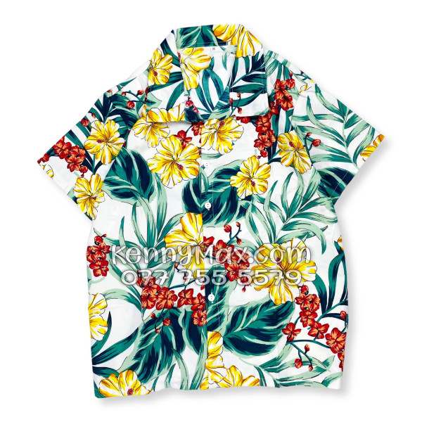 Bộ Áo Sơ Mi Quần Short Hawaiian Bông Hoa Dăm Bụt Nam Nữ Đi Biển