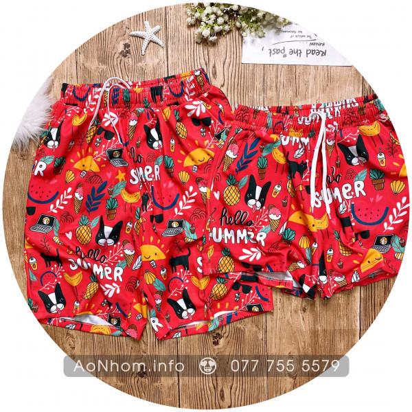 Quần thun hoạt hình - Hello Summer Đỏ