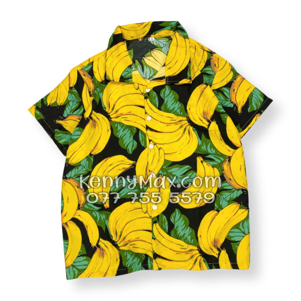 Bộ Hawaiian Chuối Vàng Nền Đen Nam Nữ