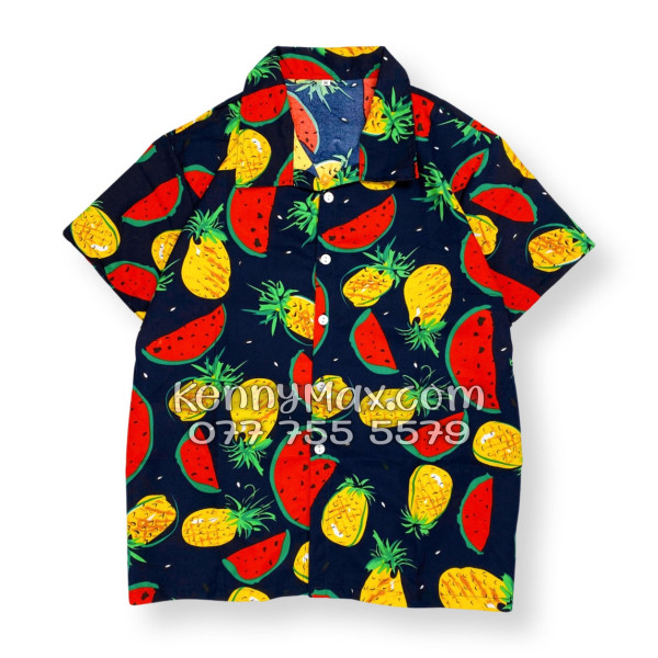 Bộ Hawaiian Thơm Dưa Hấu Nền Đen Nam Nữ