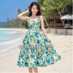 Đầm Nữ Resort Kate Thái Họa Tiết Jungle Rừng Nhiệt Đới - DAM004