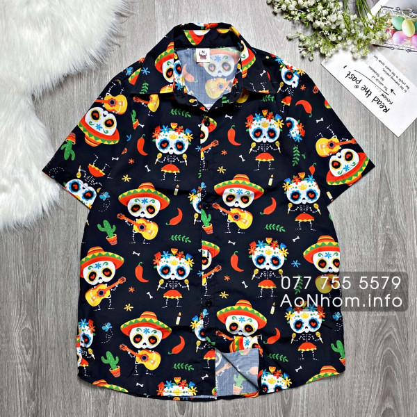 Áo sơ mi hoạt hình - Xương sọ Halloween