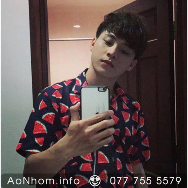 Áo sơ mi đi biển - Dưa hấu tam giác