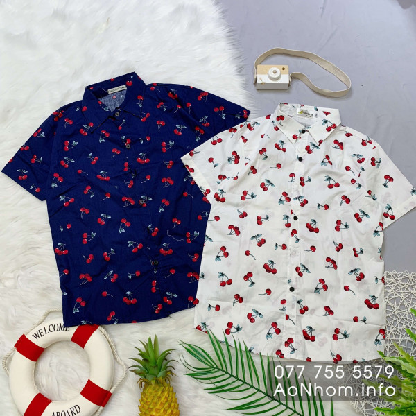 Áo sơ mi đi biển - Cherry nhỏ