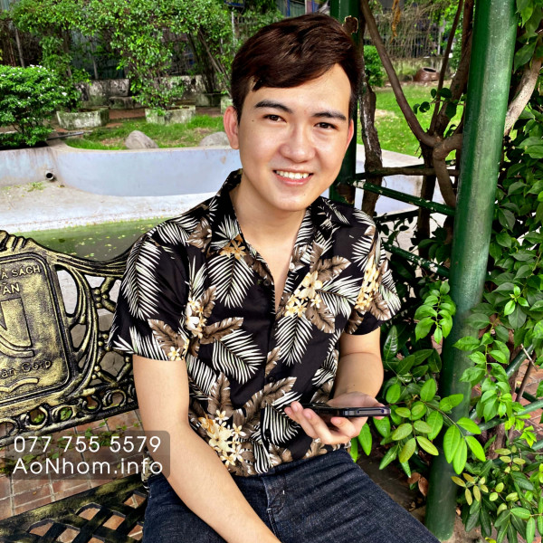 Áo sơ mi đi biển - Hoa nâu