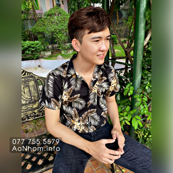 Áo sơ mi đi biển - Hoa nâu