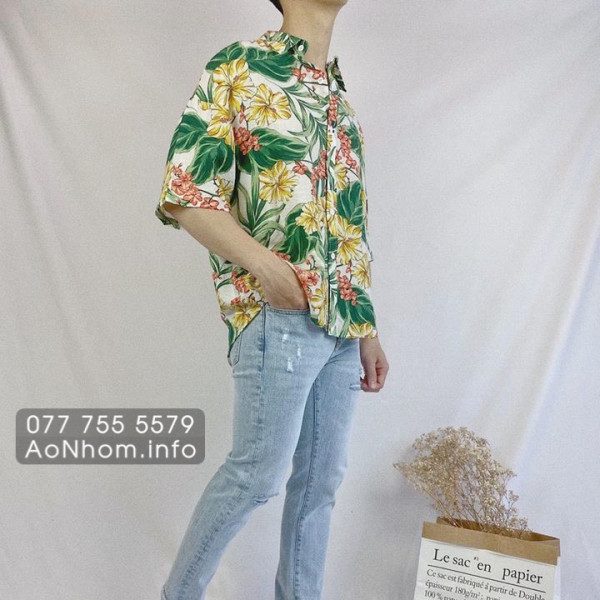 Áo sơ mi đi biển - Bông bụt