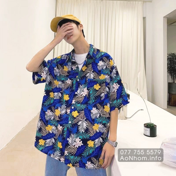 Áo sơ mi đi biển - Hoa xanh, Hoa đỏ, Hoa vàng