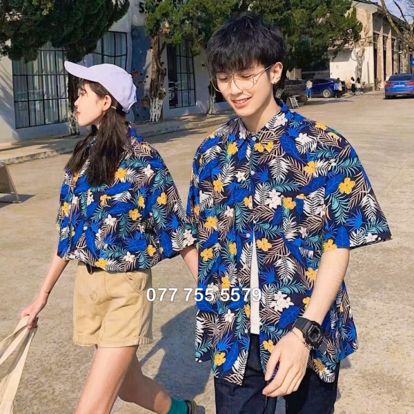 Áo sơ mi đi biển - Hoa xanh, Hoa đỏ, Hoa vàng