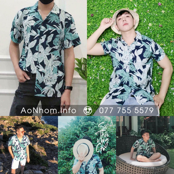 Áo sơ mi đi biển - Lá hoa