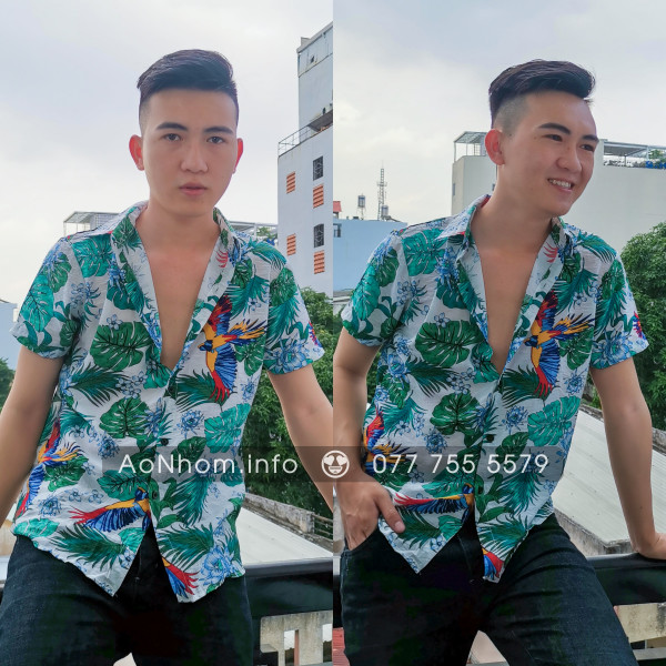 Áo sơ mi đi biển - Chim Két (Vẹt)